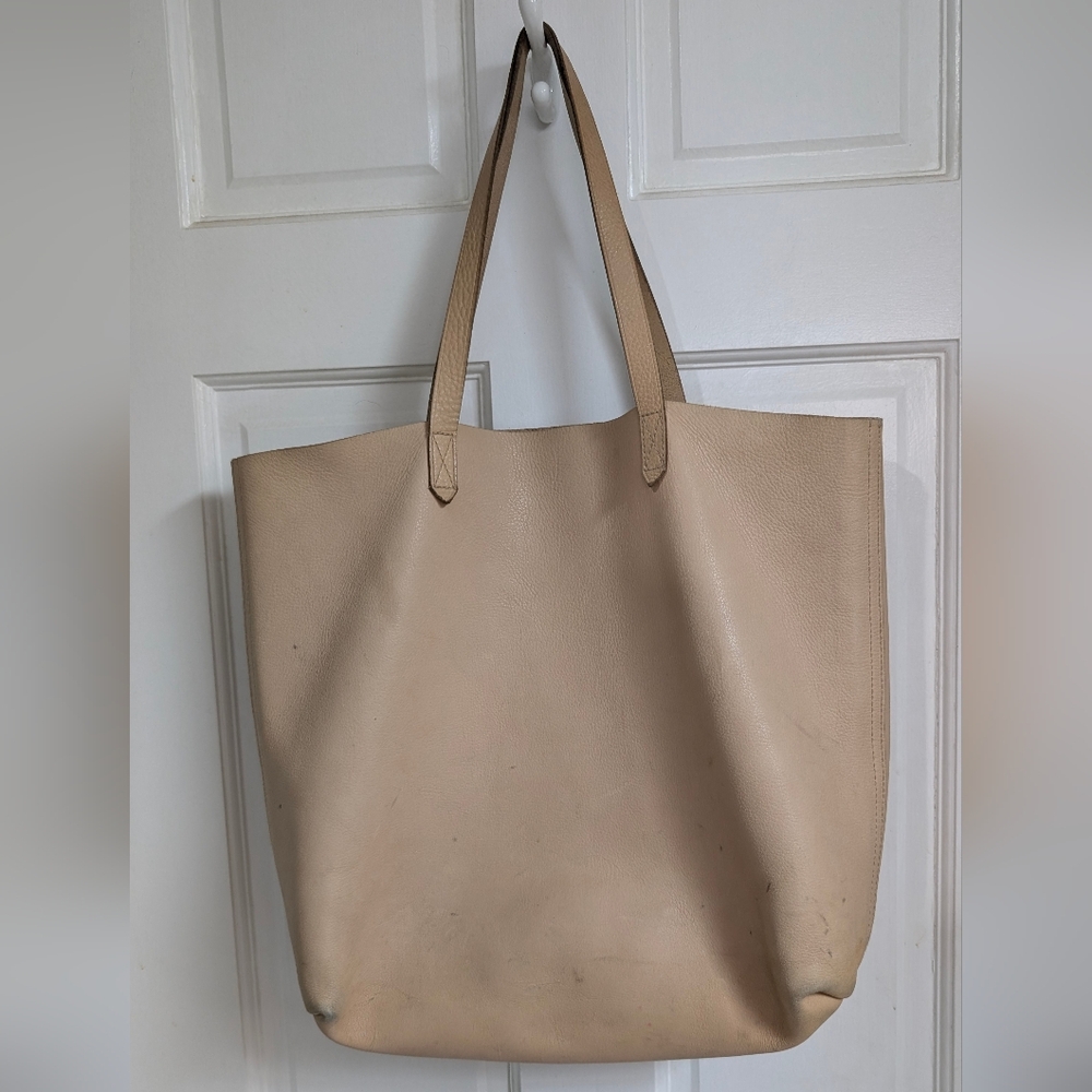 Madewell Cream Leather Tote Bag